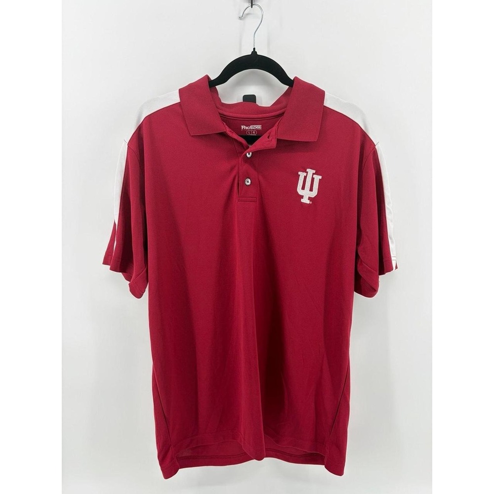 Pro Edge IU Hoosiers Indiana University, Polo, Short Sleeve, Red, Men's Large